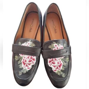 Seven Dials Black Embroidery Floral Loafers Size 7.5M Shoes Flats 7.5 M